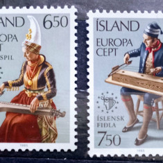 Islanda 1985 muzica instrumente muzicale Europa cept 2v neștampilata