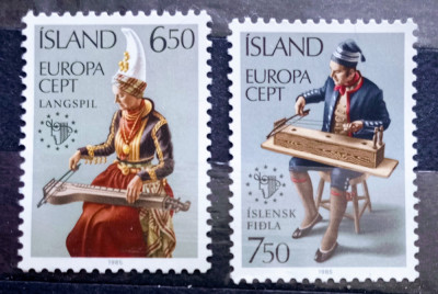 Islanda 1985 muzica instrumente muzicale Europa cept 2v neștampilata foto