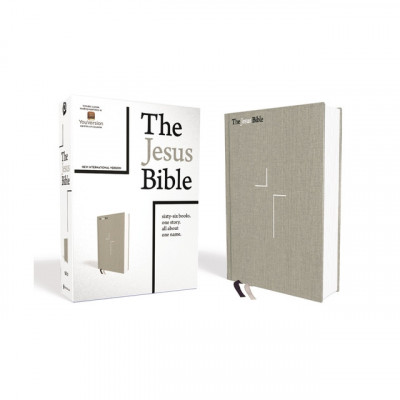 The Jesus Bible, NIV Edition, Cloth Over Board, Gray Linen, Comfort Print foto