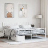 VidaXL Cadru de pat metalic cu tăblie de cap/picioare, alb, 180x200 cm