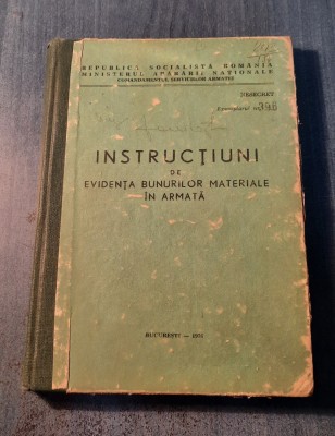 Instructiuni de evidenta bunurilor materiale in armata Ministerul Aprarii 1976 foto