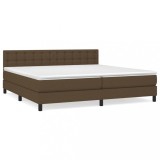 Cumpara ieftin Pat box spring cu saltea, maro inchis, 200x200 cm, textil