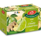 Ceai Ghimbir și Lăm&acirc;i Verzi Fares, 20 plicuri. Ceai natural cu Hibiscus, revigorant și aromat