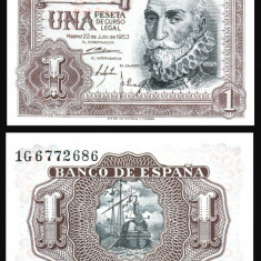 SPANIA █ bancnota █ 1 Peseta █ 1953 █ P-144 █ UNC █ necirculata