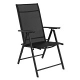 Scaun Pliabil Negru Exterior cu Spatar Ajustabil - Design Metalic, CMCLASS