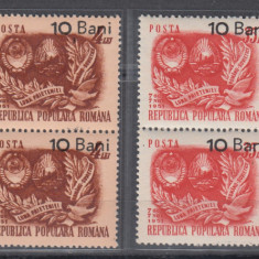 ROMANIA 1952 LP 315 ARLUS 1951 SUPRATIPAR BLOCURI DE 4 TIMBRE MNH