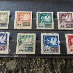 Lot timbre China cu supratipar, 8 val, nestampilat,MNH, wild goose