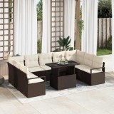 vidaXL Set de canapele pentru grădină cu pernă 10 pcs maro și crem