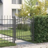 vidaXL Poartă de gard cu țepi Gri 125 x 100 cm Oțel vopsit &icirc;n pulbere 42008988