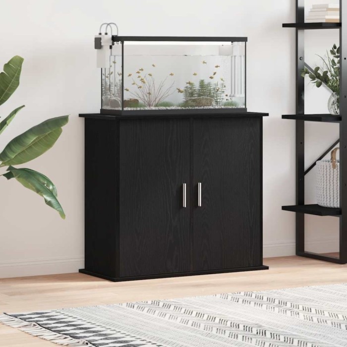 Suport acvariu Stejar negru 81x36x73 cm Lemn prelucrat