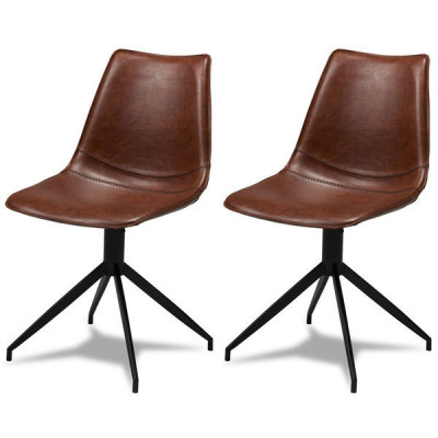 Set of 2 Light Brown Dining Chairs Isabel foto