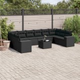 Cumpara ieftin Gossi set canapele de gradina cu perne, 11 piese, negru, poliratan