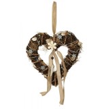 Coronita in forma de inima, decoratiuni florale, elemente naturale, h 30cm