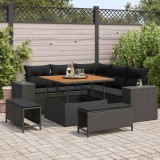 vidaXL Set de canapele pentru grădină cu pernă cu pernă 8 pcs Negru 3363944