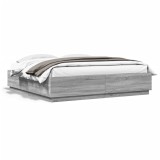 VidaXL Cadru de pat cu lumini LED gri sonoma 180x200 cm lemn prelucrat