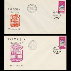 1972 Expo Satu Mare 1000 de ani, 2 plicuri stampila FDC prima zi