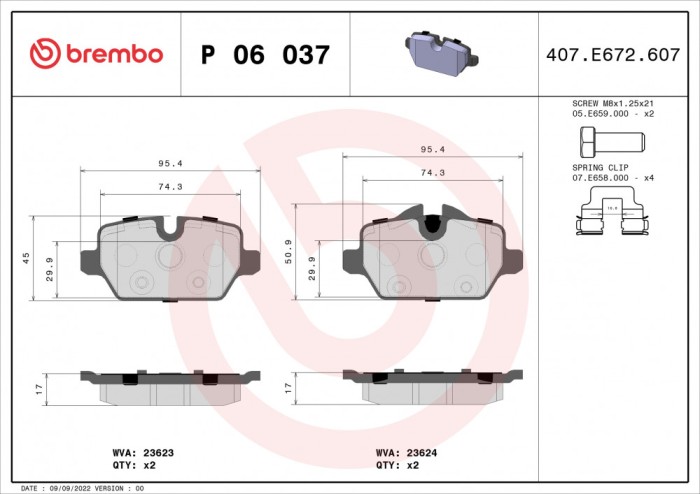 BREMBO P 06 037 PRIME LINE set placute frana,frana disc