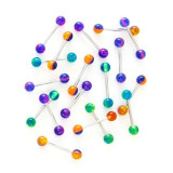 Piercing limbă cu bile cu sclipici &icirc;n trei culori - Culoare Piercing: Roz &ndash; Albastru - Roz
