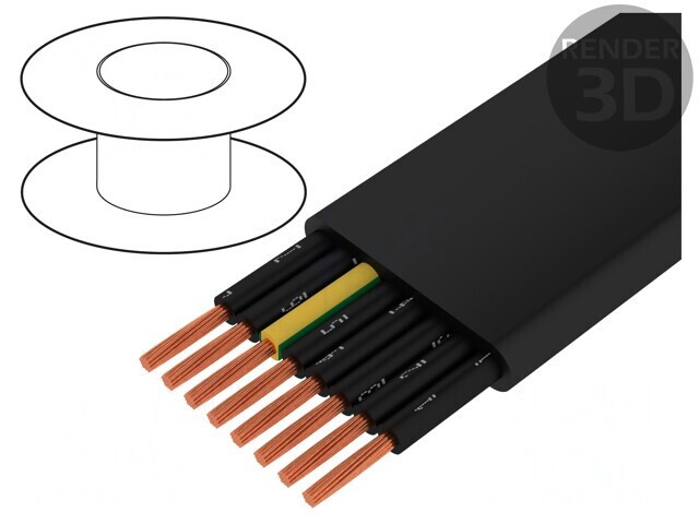 Cablu Neecranat H07VVH6-F 8G2.5mm2 Cu Litat Negru 450V/750V