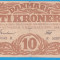 (1) BANCNOTA DANEMARCA - 10 KRONER 1942