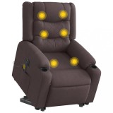 VidaXL Fotoliu electric masaj rabatabil cu ridicare maro &icirc;nchis textil