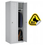 Vestiar metalic Asamblat 2 usi 1800x600x500 mm, Otel, Gri deschis, Cu cheie, Fante aerisire