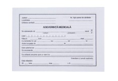 Adeverinta medicala, format A6, fata verso foto
