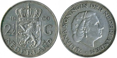Olanda 2.5 Gulden 1961 &amp;#039;Regina Iuliana&amp;#039; aUNC Ag KM185 foto