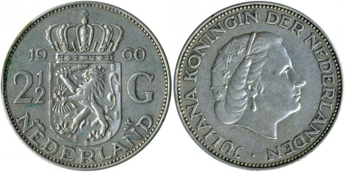 Olanda 2.5 Gulden 1961 &#039;Regina Iuliana&#039; aUNC Ag KM185