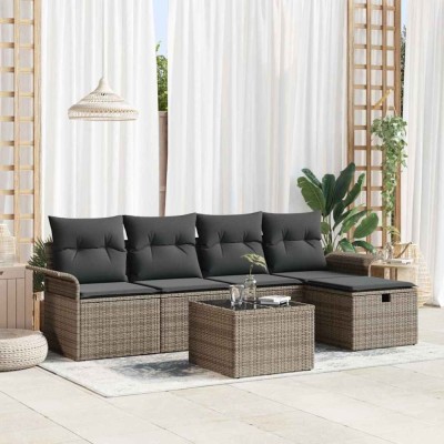vidaXL Set de canapele pentru grădină 6 pcs Gri 251 x 117 x 85 cm 3358868 foto