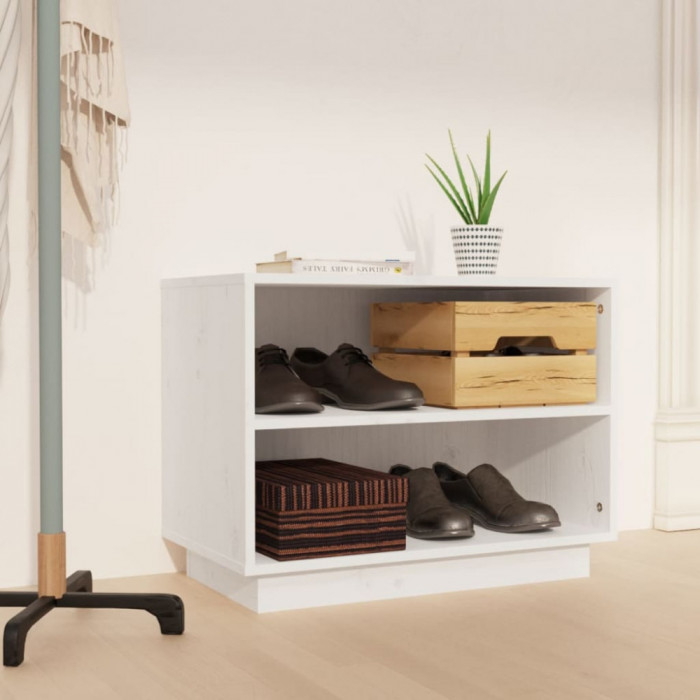 Dulap pantofi, alb, 60x34x45 cm, lemn masiv de pin GartenMobel Dekor