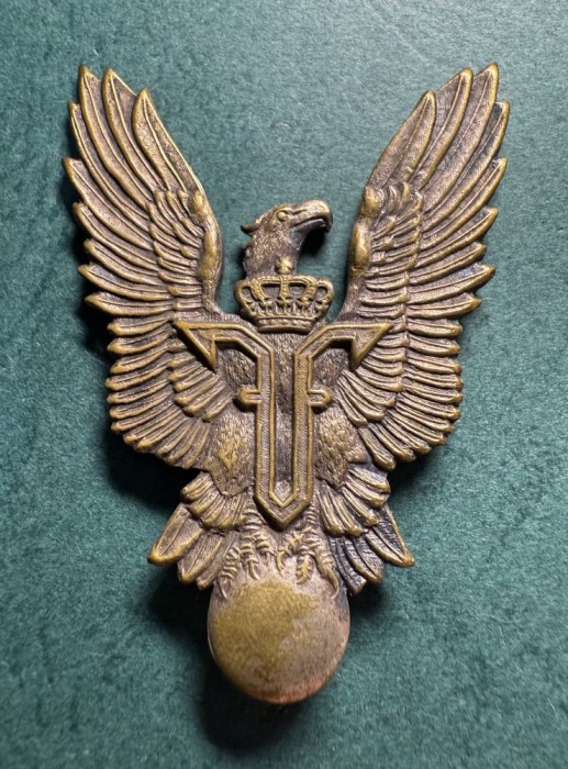 Insigna pilot militar Ferdinand 1 perioada 1914 1915 1916 1927 varianta tombac prindere tip bara
