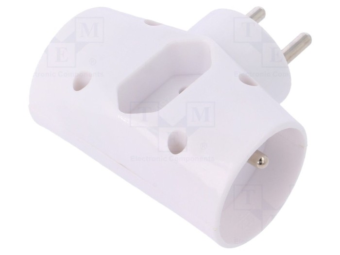 Conector Alimentare AC Spliter 2P Alb
