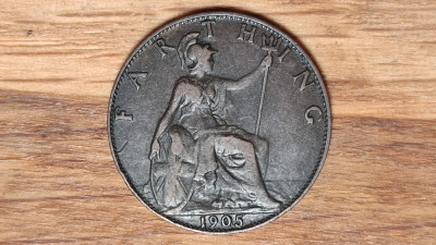 Marea Britanie - moneda de colectie - 1 farthing 1905 - Edward VII - superba ! foto