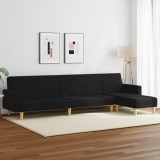 VidaXL Set de canapele, 2 piese, negru, material textil