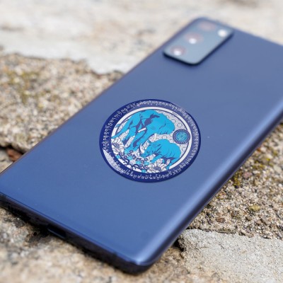 Abtibild sticker 3D cu Elefant si Rinocer albastri foto