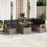 vidaXL Set canapele grădină cu perne 9 piese gri poliratan/lemn acacia 3327637