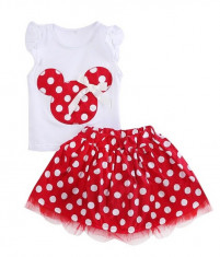 Costum rosu cu buline model Minnie Mouse foto