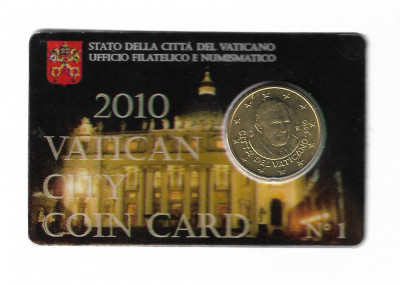 2010 Vatican CITY COIN CARD - 50 Euro Cent foto