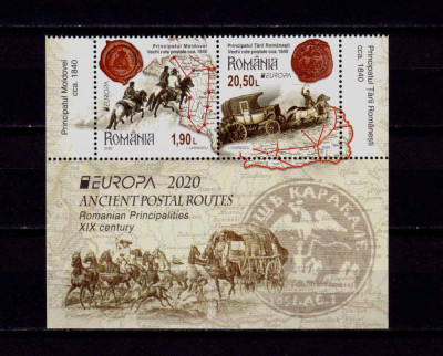 RO 2020 LP 2280 &amp;quot;Europa - Vechi rute postale&amp;quot; , serie TI cu manseta+tabs , MNH foto