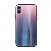 Husa Silicon Glass Aurora iPhone X/XS Roz/Negru - Protectie Premium, Design Elegant