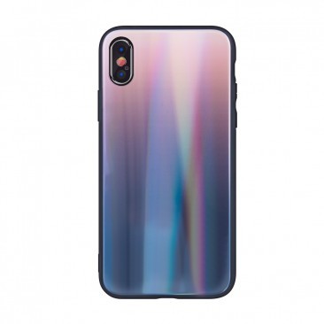 HUSA SILICON GLASS AURORA APPLE IPHONE X / XS ROZ / NEGRU foto