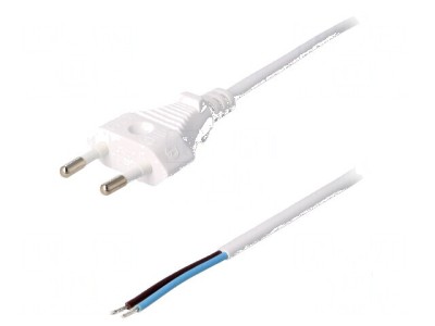 Cablu CEE 7/16 2x0,75mm2 PVC 1,8m alb 2,5A foto