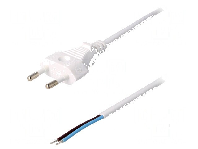 Cablu CEE 7/16 2x0,75mm2 PVC 1,8m alb 2,5A
