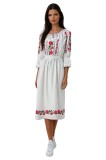 Rochie dama casual RL25 alb/roz , marimea L, Bumbac
