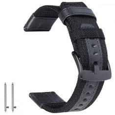 Curea textila, compatibila cu Fossil Gen 5 Smartwatch, Telescoape QR, 22mm, Textile Black foto