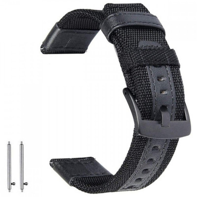 Curea textila, compatibila Garmin Forerunner 245, telescoape Quick Release, Textile Black foto