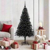 vidaXL Brad de Crăciun cu 150 LED cu suport Negru 150 cm PVC 3396466