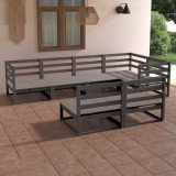 Gossi set mobilier de gradina, 7 piese, gri, lemn masiv de pin