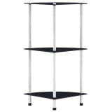 Cumpara ieftin Raft cu 3 niveluri, negru, 30 x 30 x 67 cm, sticla securizata